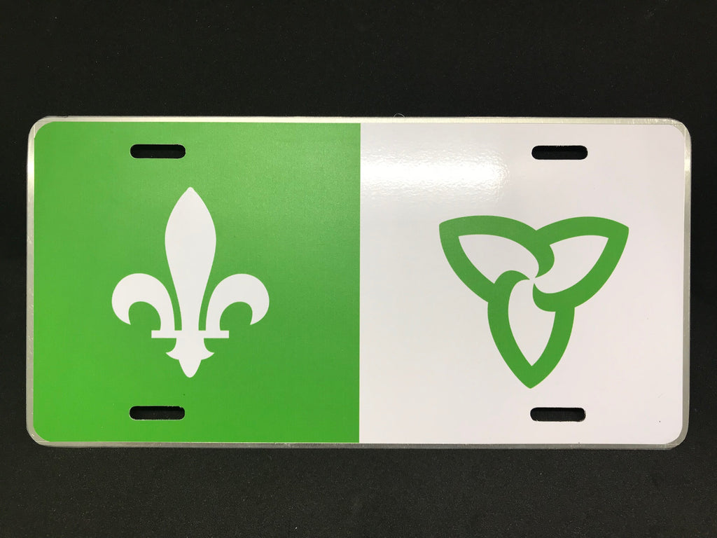 Plaque décorative pour véhicule - drapeau franco-ontarien
